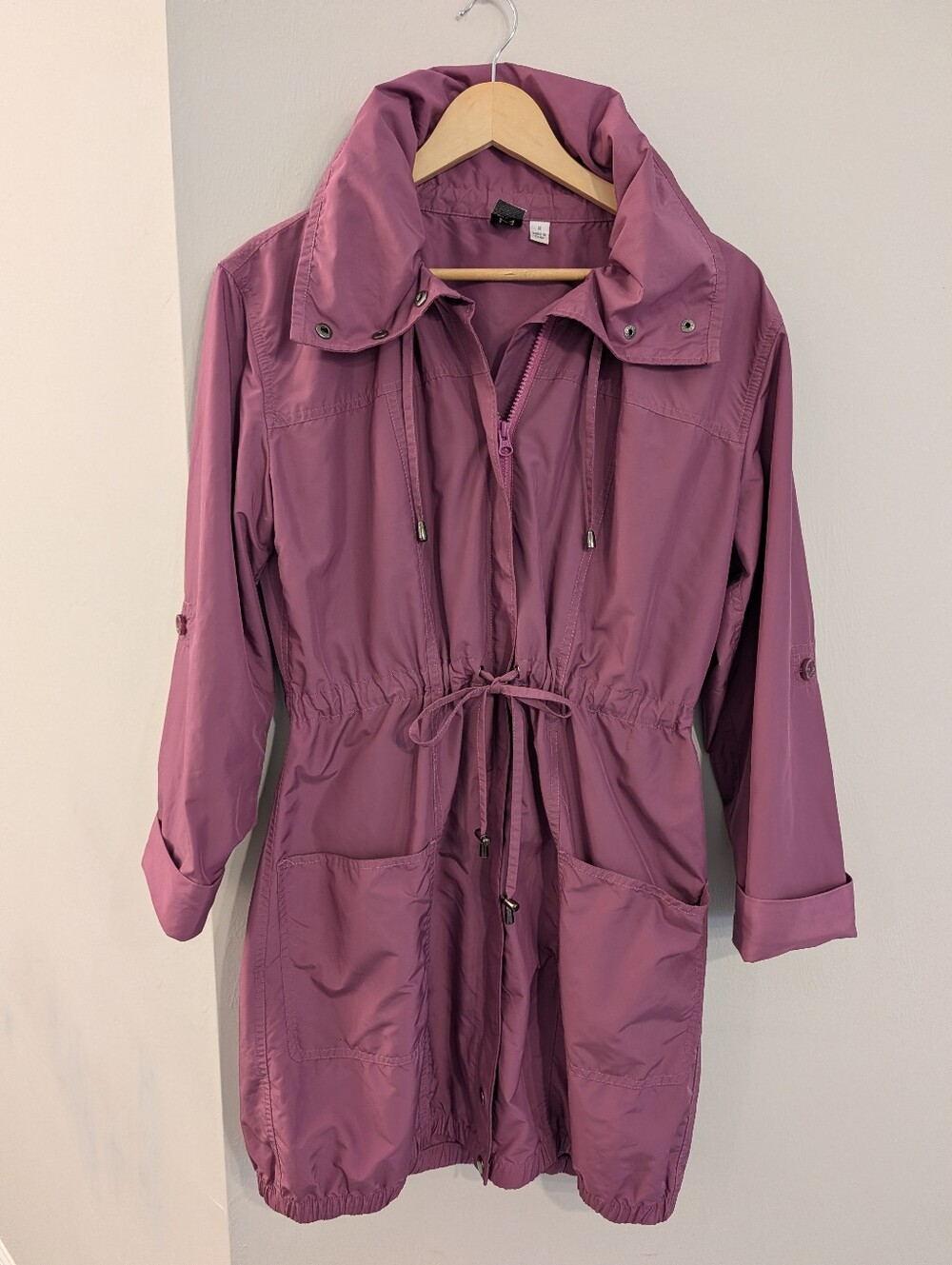 Marc Bouwer Raincoat Drawstring Waist & Neck Pink/Plum Women's Size Medium
